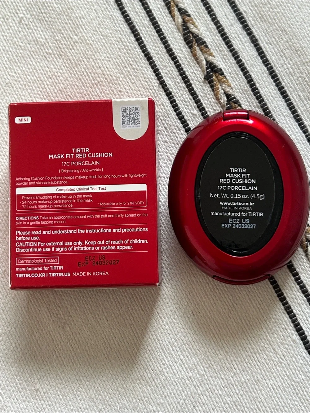 TIRTIR Mask Fit Red Cushion Mini Foundation 17C Porcelain NIB